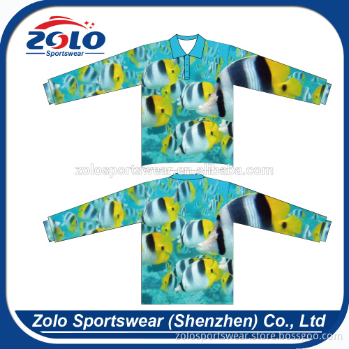 Custom Fully Dye Sublimation Long Sleeve Green Color Vented Fishing Shirts